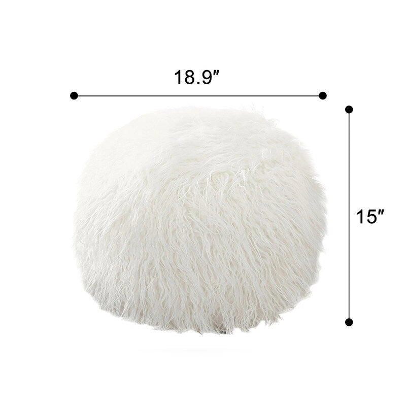 Housse de coussin rond ottoman non rembourré, pouf en fausse fourrure, repose-pieds