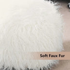 Housse de coussin rond ottoman non rembourré, pouf en fausse fourrure, repose-pieds