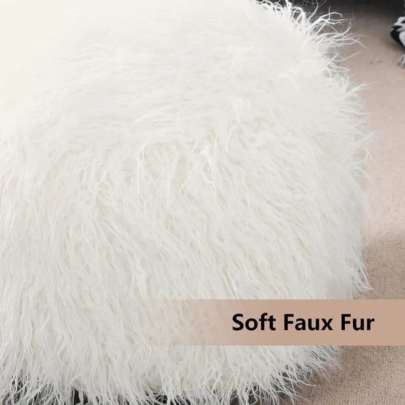 Housse de coussin rond ottoman non rembourré, pouf en fausse fourrure, repose-pieds