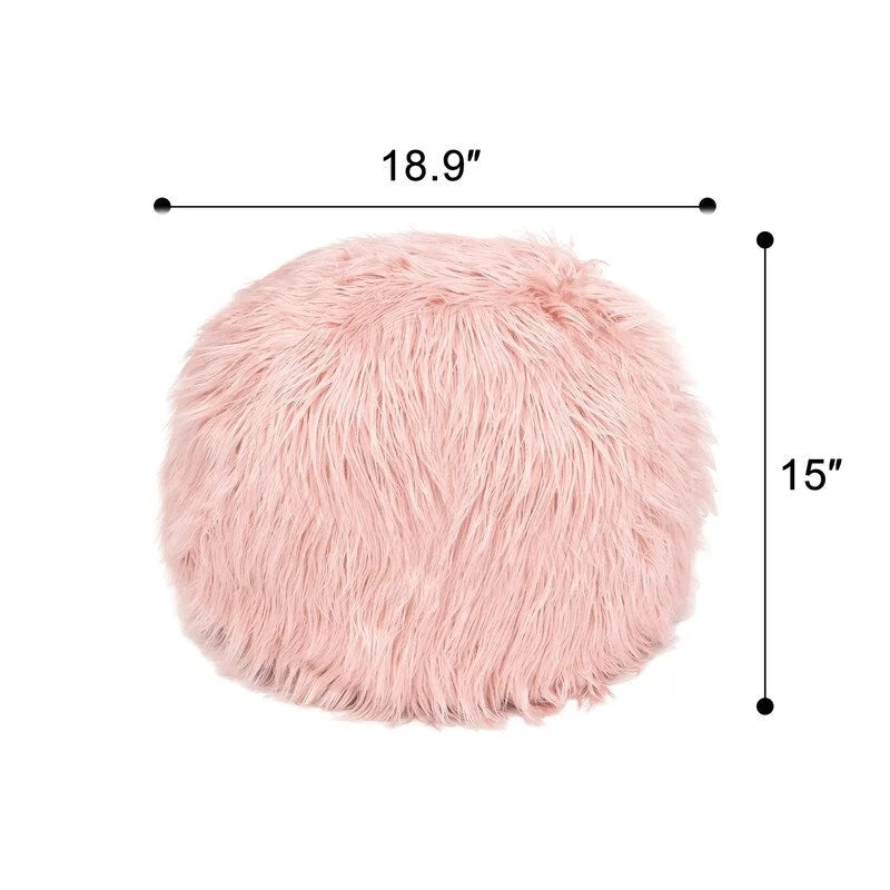 Housse de coussin rond ottoman non rembourré, pouf en fausse fourrure, repose-pieds