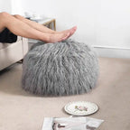 Housse de coussin rond ottoman non rembourré, pouf en fausse fourrure, repose-pieds