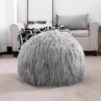 Housse de coussin rond ottoman non rembourré, pouf en fausse fourrure, repose-pieds
