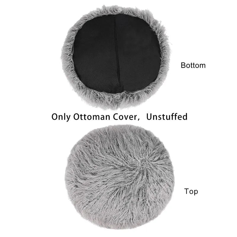 Housse de coussin rond ottoman non rembourré, pouf en fausse fourrure, repose-pieds