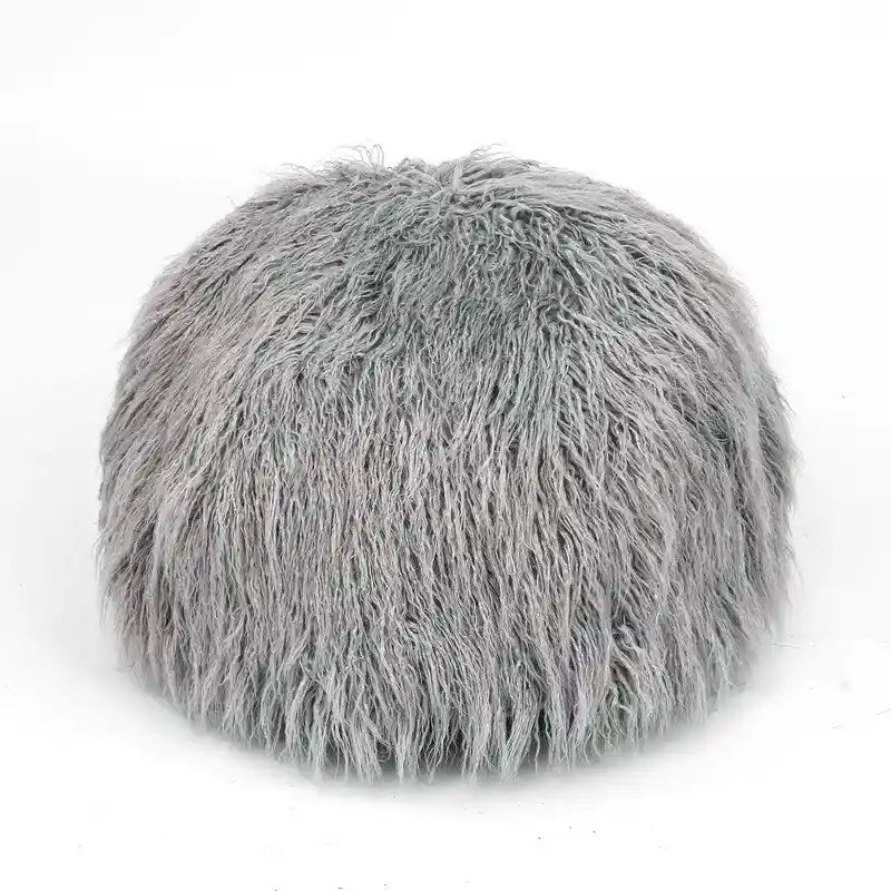 Housse de coussin rond ottoman non rembourré, pouf en fausse fourrure, repose-pieds