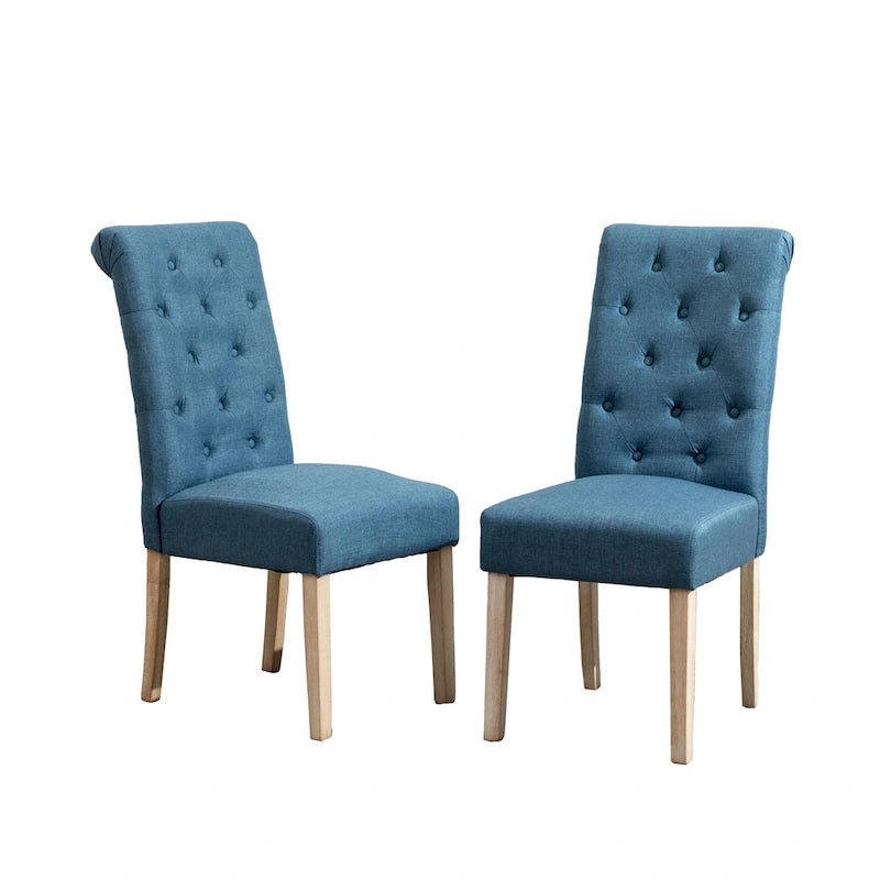 Ensemble de salle à manger 7 pièces, table à manger avec pieds tournés et 6 chaises capitonnées