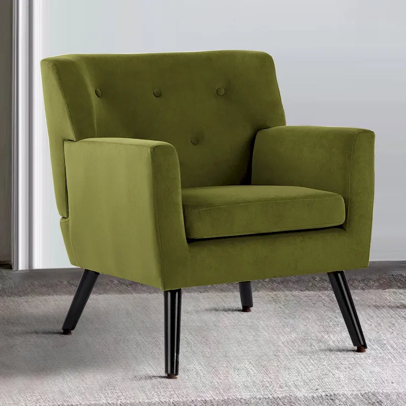 Fauteuil rembourré en velours capitonné pour salon - 28,35 l x 27,56 P x 30,71 H