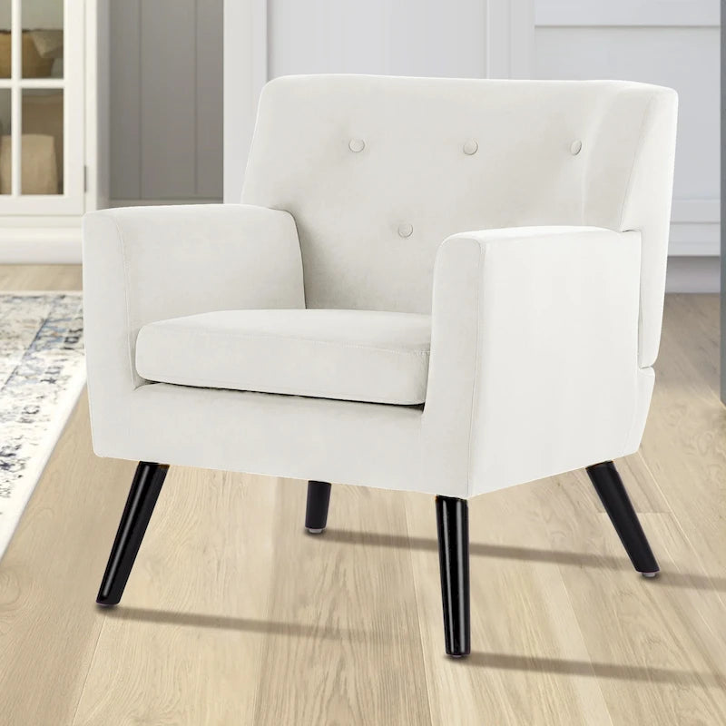 Fauteuil rembourré en velours capitonné pour salon - 28,35 l x 27,56 P x 30,71 H