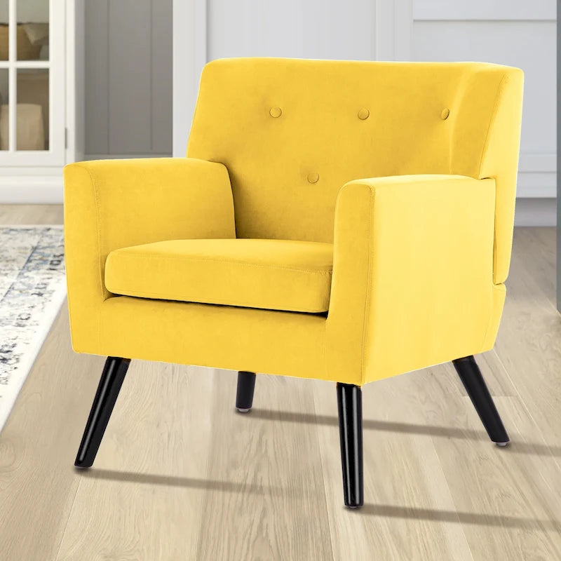 Fauteuil rembourré en velours capitonné pour salon - 28,35 l x 27,56 P x 30,71 H