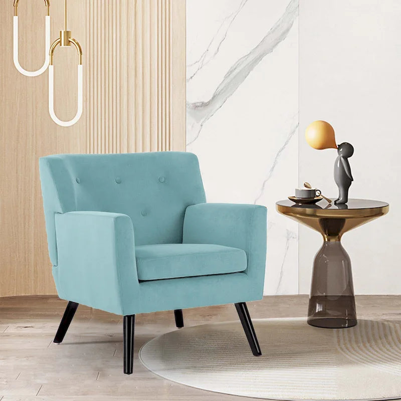 Fauteuil rembourré en velours capitonné pour salon - 28,35 l x 27,56 P x 30,71 H