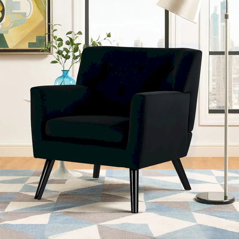 Fauteuil rembourré en velours capitonné pour salon - 28,35 l x 27,56 P x 30,71 H