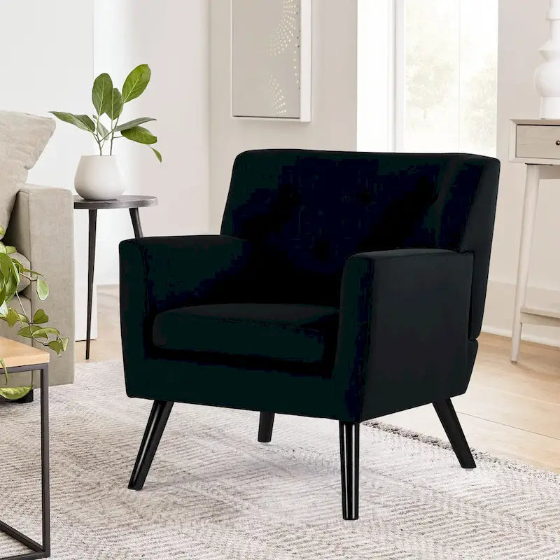 Fauteuil rembourré en velours capitonné pour salon - 28,35 l x 27,56 P x 30,71 H