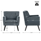 Fauteuil rembourré en velours capitonné pour salon - 28,35 l x 27,56 P x 30,71 H