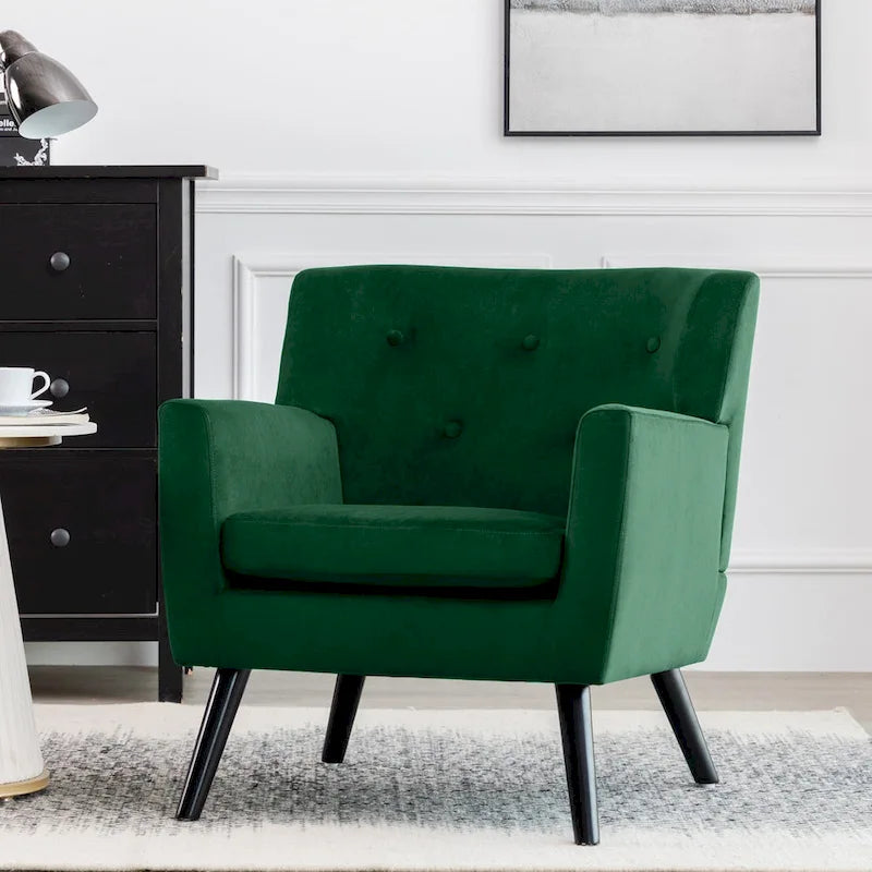 Fauteuil rembourré en velours capitonné pour salon - 28,35 l x 27,56 P x 30,71 H