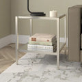 Table d'appoint carrée de 50,8 cm de large avec étagère en verre