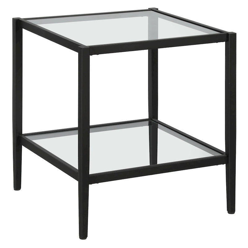 20" Wide Square Side Table with Glass Shelf