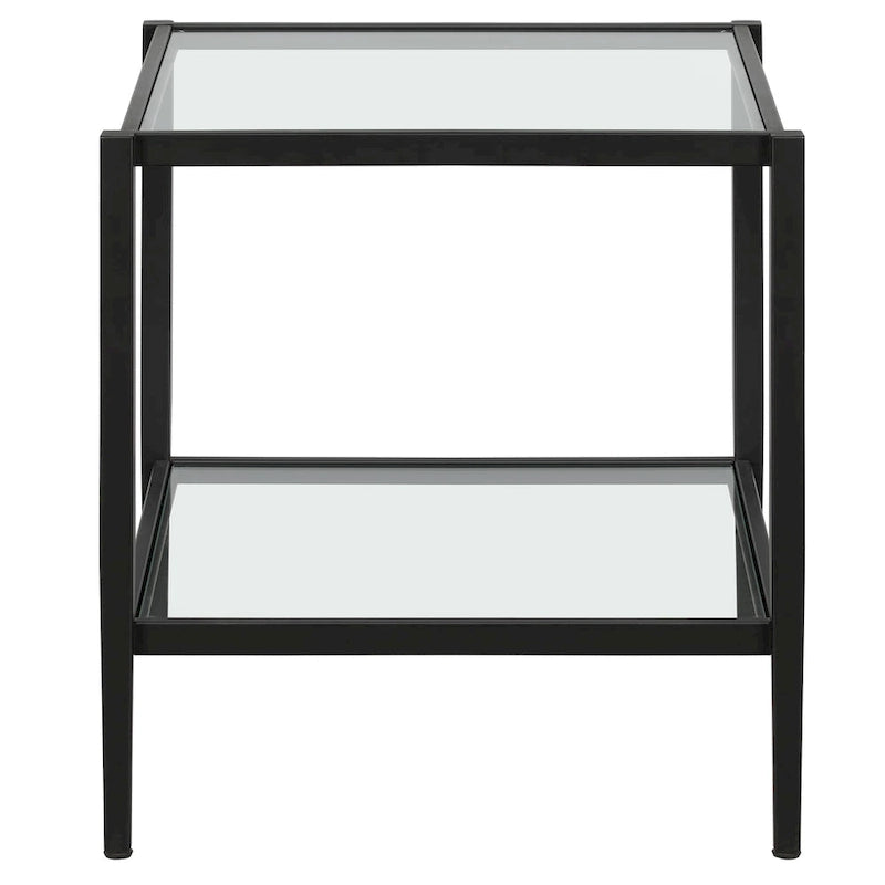 Table d'appoint carrée de 50,8 cm de large avec étagère en verre