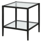 Table d'appoint carrée de 50,8 cm de large avec étagère en verre