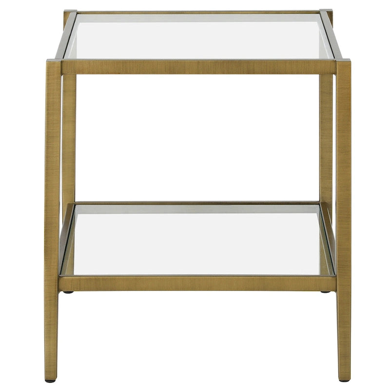 Table d'appoint carrée de 50,8 cm de large avec étagère en verre