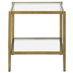 Table d'appoint carrée de 50,8 cm de large avec étagère en verre