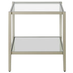 Table d'appoint carrée de 50,8 cm de large avec étagère en verre