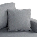 Canapé d'angle convertible rembourré gris avec espace de rangement, 2 coussins décoratifs