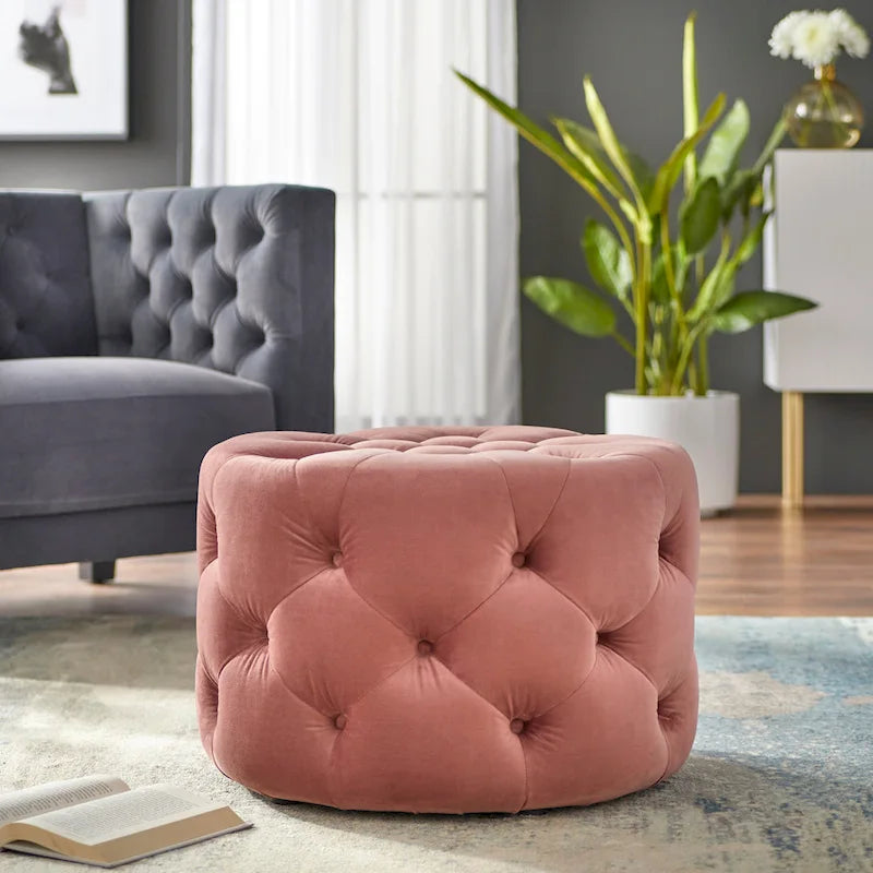Pouf rond en velours