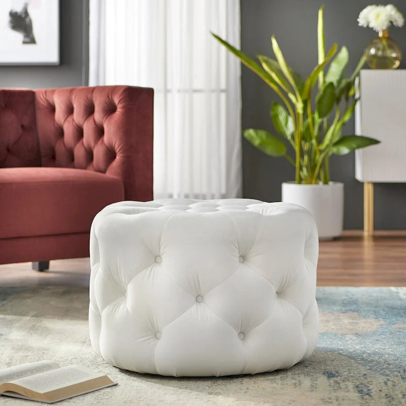 Pouf rond en velours