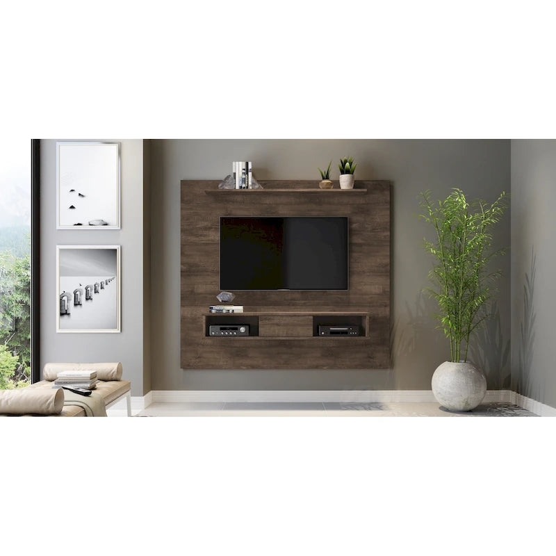 Meuble TV 2 étagères en bois composite de 178 cm pour écrans plats