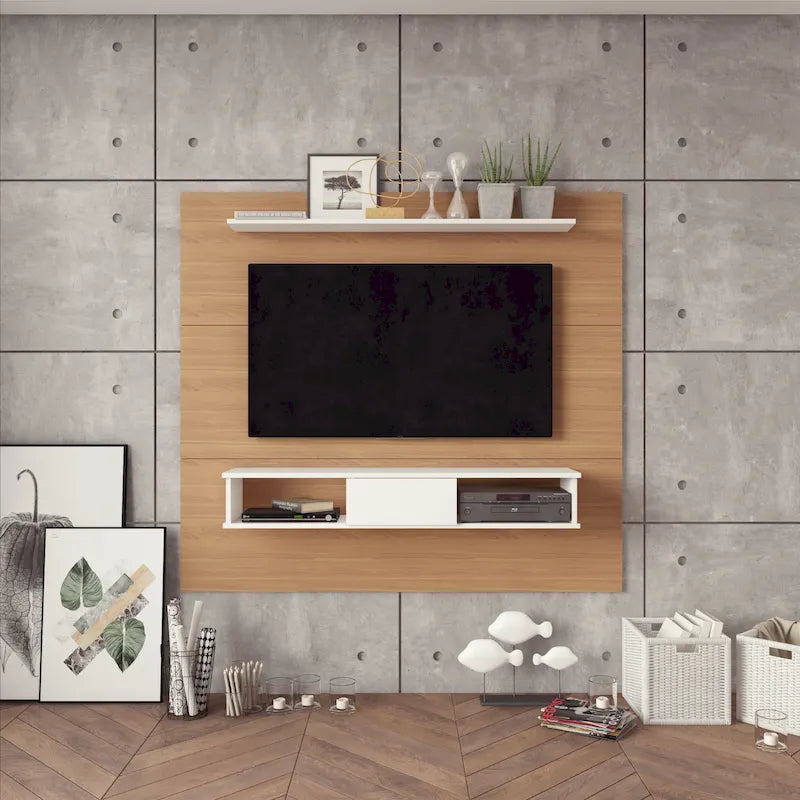 Meuble TV 2 étagères en bois composite de 178 cm pour écrans plats