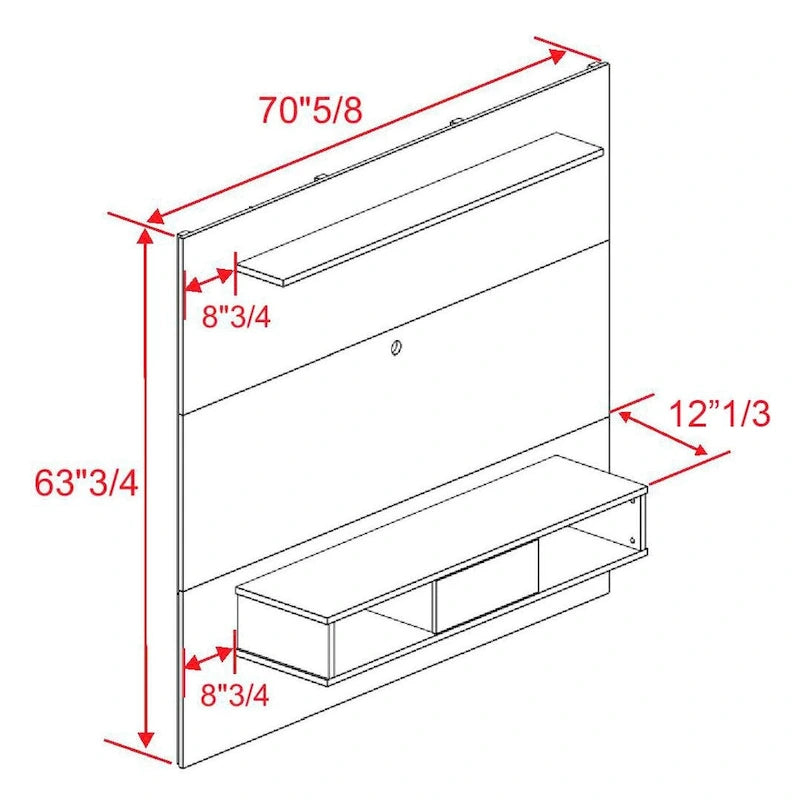 Meuble TV 2 étagères en bois composite de 178 cm pour écrans plats