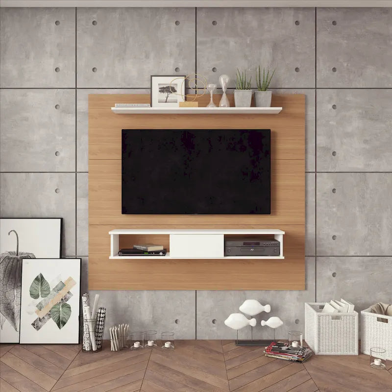 Meuble TV 2 étagères en bois composite de 178 cm pour écrans plats
