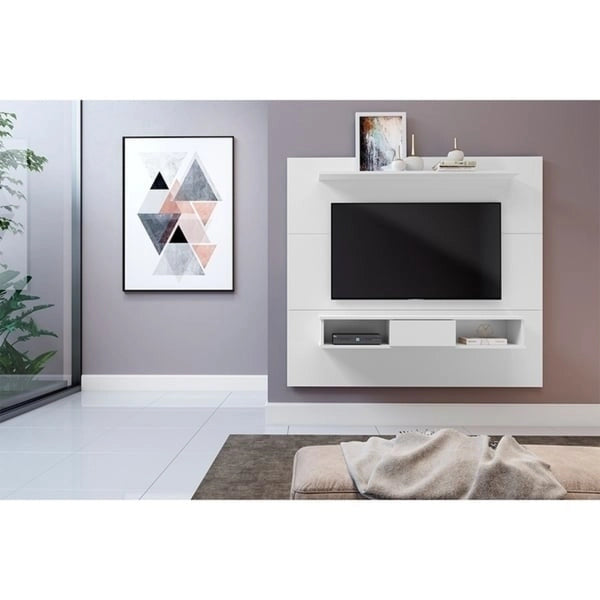 Meuble TV 2 étagères en bois composite de 178 cm pour écrans plats