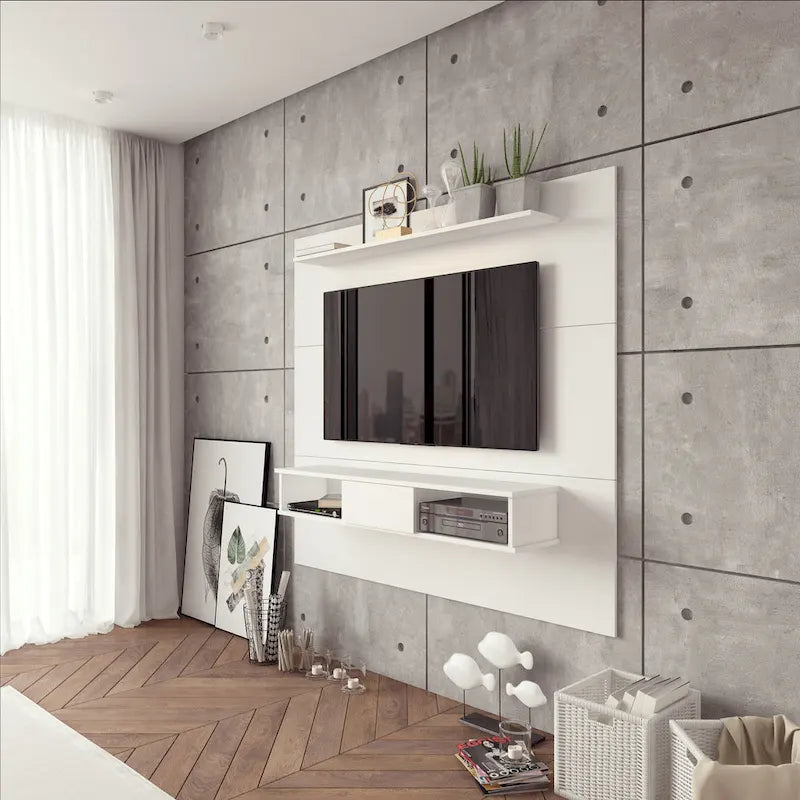 Meuble TV 2 étagères en bois composite de 178 cm pour écrans plats