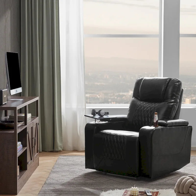 Fauteuil inclinable électrique avec 2 porte-gobelets et tablette pivotante à 360 degrés