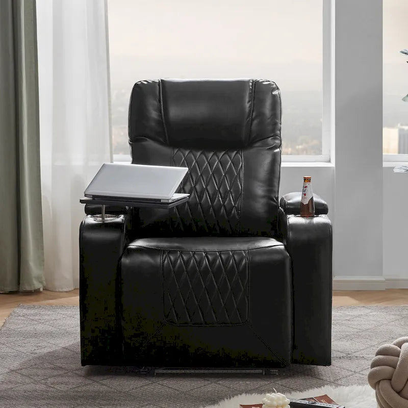 Fauteuil inclinable électrique avec 2 porte-gobelets et tablette pivotante à 360 degrés