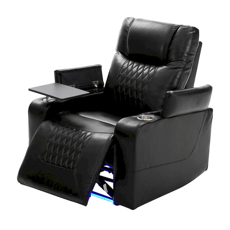 Fauteuil inclinable électrique avec 2 porte-gobelets et tablette pivotante à 360 degrés