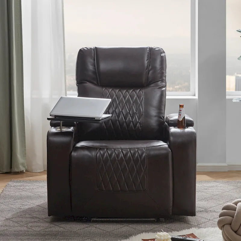 Fauteuil inclinable électrique avec 2 porte-gobelets et tablette pivotante à 360 degrés