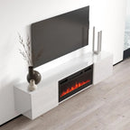 Meuble TV moderne 72 po avec foyer électrique mural