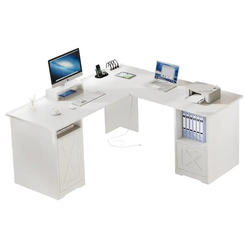 Bureau de jeu en L de 150 cm avec support d'écran