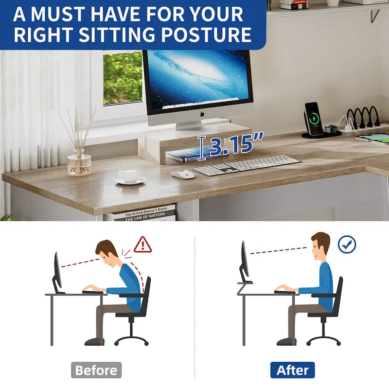 Bureau de jeu en L de 150 cm avec support d'écran