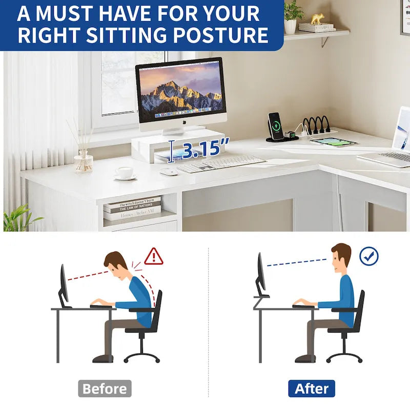 Bureau de jeu en L de 150 cm avec support d'écran