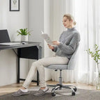 Chaise de bureau à roulettes, hauteur réglable, revêtement en tissu, pivotante