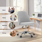 Chaise de bureau à roulettes, hauteur réglable, revêtement en tissu, pivotante