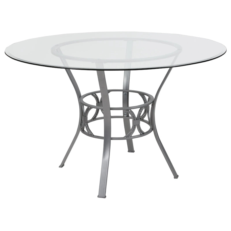 Table à manger ronde en verre avec cadre en métal de 48" - 48L x 48P x 29,5H