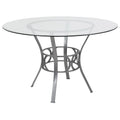 Table à manger ronde en verre avec cadre en métal de 48" - 48L x 48P x 29,5H