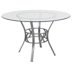 Table à manger ronde en verre avec cadre en métal de 48" - 48L x 48P x 29,5H
