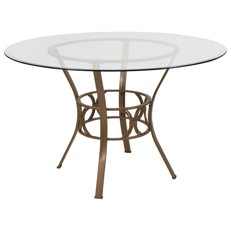 Table à manger ronde en verre avec cadre en métal de 48" - 48L x 48P x 29,5H
