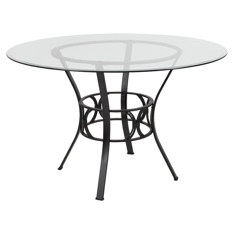 Table à manger ronde en verre avec cadre en métal de 48" - 48L x 48P x 29,5H