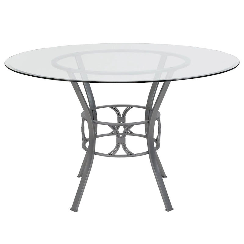 Table à manger ronde en verre avec cadre en métal de 48" - 48L x 48P x 29,5H
