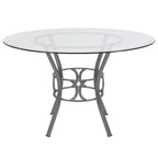 Table à manger ronde en verre avec cadre en métal de 48" - 48L x 48P x 29,5H